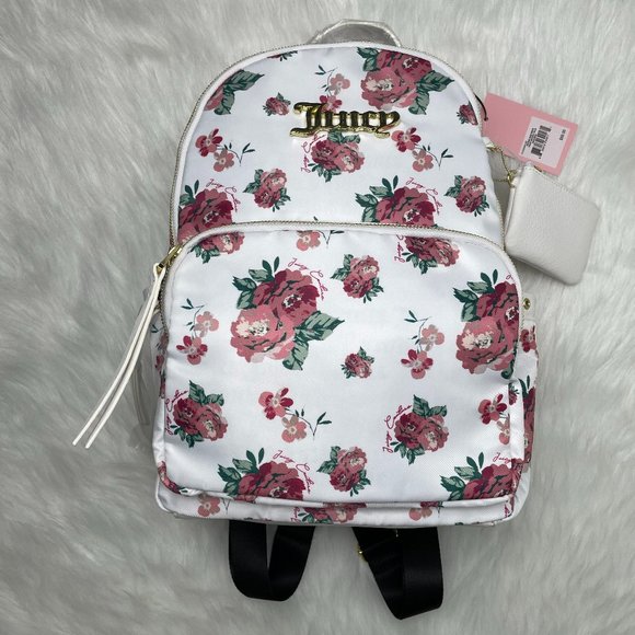 Juicy Couture Handbags - Juicy Couture Floral Backpack Vintage Rose White